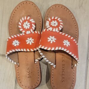 Jack Rogers Coral Sandals with White Details